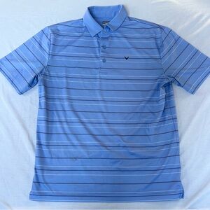 Callaway Light Blue Striped Polo Shirt